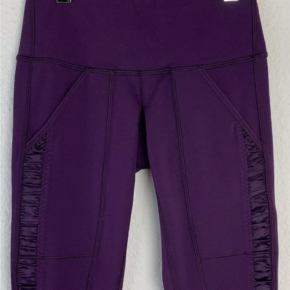 Lululemon Purple Side Gathered Satin Detail Leggings Sz 2 - Picture 3 of 13